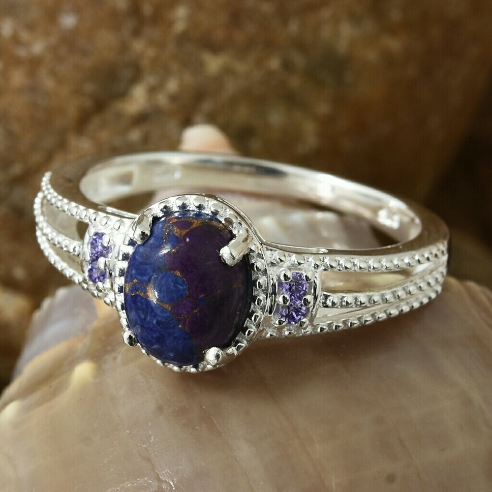Mojave purple Turquoise Silver Split Ring - Picture 1 of 5